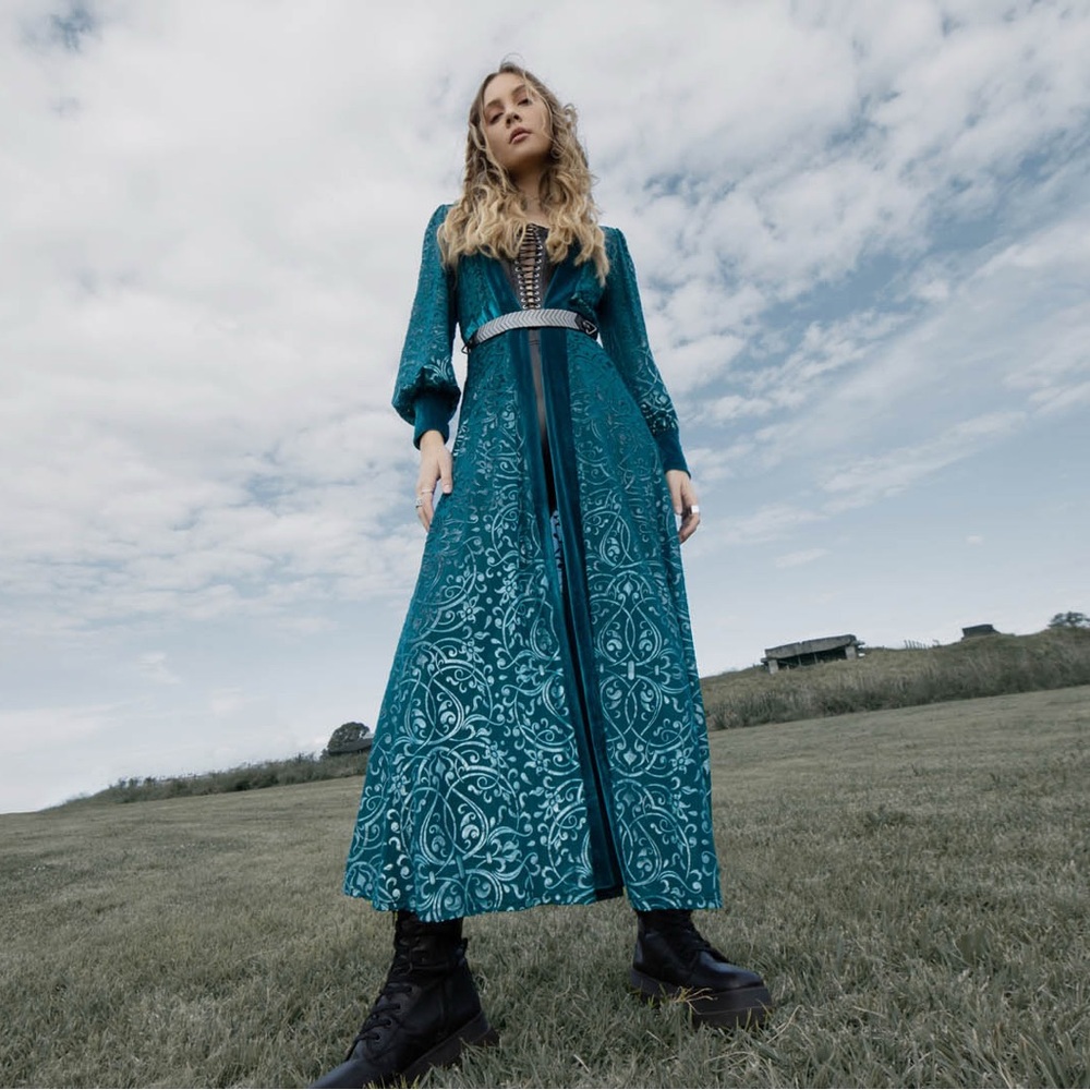 BlackMilk x The Witcher Burned Velvet Triss Silver Maxi Jacket